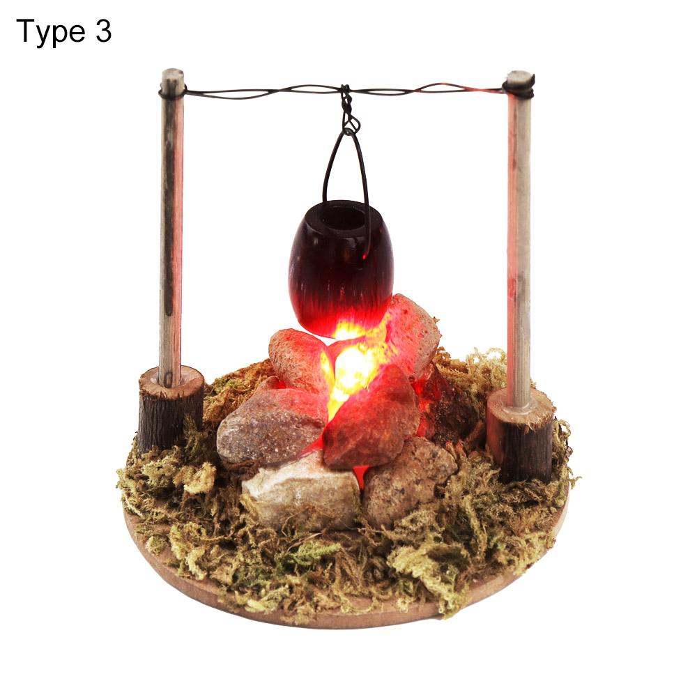 1:12 Scale Micro Landscape  Accessories Fairy Garden Decor Villa Scene Model Dollhouse Bonfire Miniatures Campfire