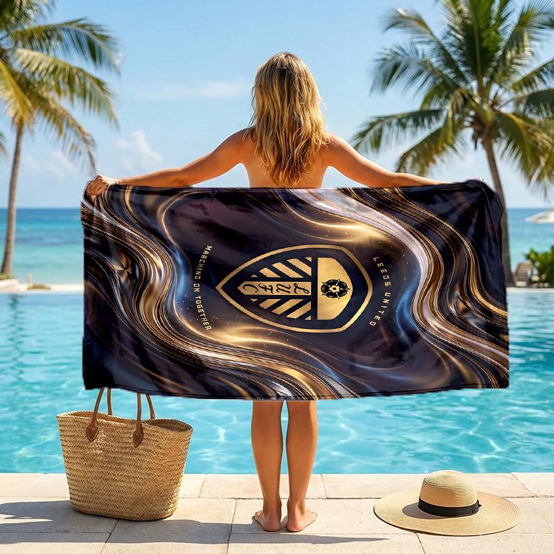 Asciugamano da Spiaggia Leeds United Football Morbido Microfibra Asciugamano Estivo Asciugatura Rapida Assorbente per Spiaggia Piscina Viaggio