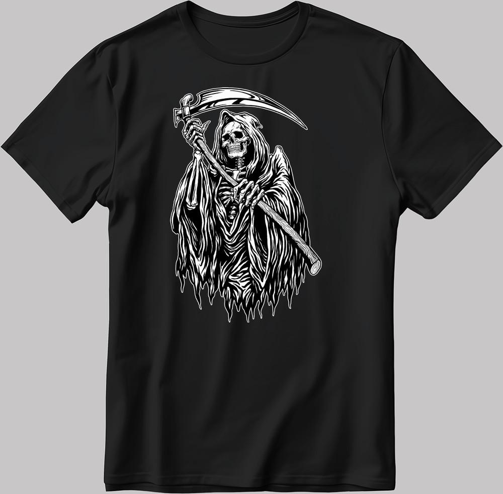 Grim Reaper Skeleton S.Sleeve White-Black Men/Women T Shirt K1013