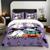 3-piece Halloween themed purple cute ghost pumpkin pattern duvet cover set 1 duvet cover+2 pillowcases coreless