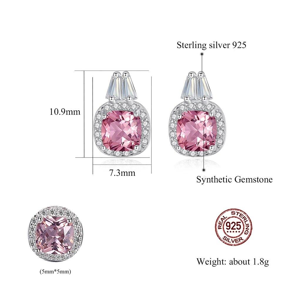 Morganite Pink Stud Earrings Cute 925 Sterling Silver Aesthetic Crystal Stone Earring For Girls Dainty Female Jewelry Gift