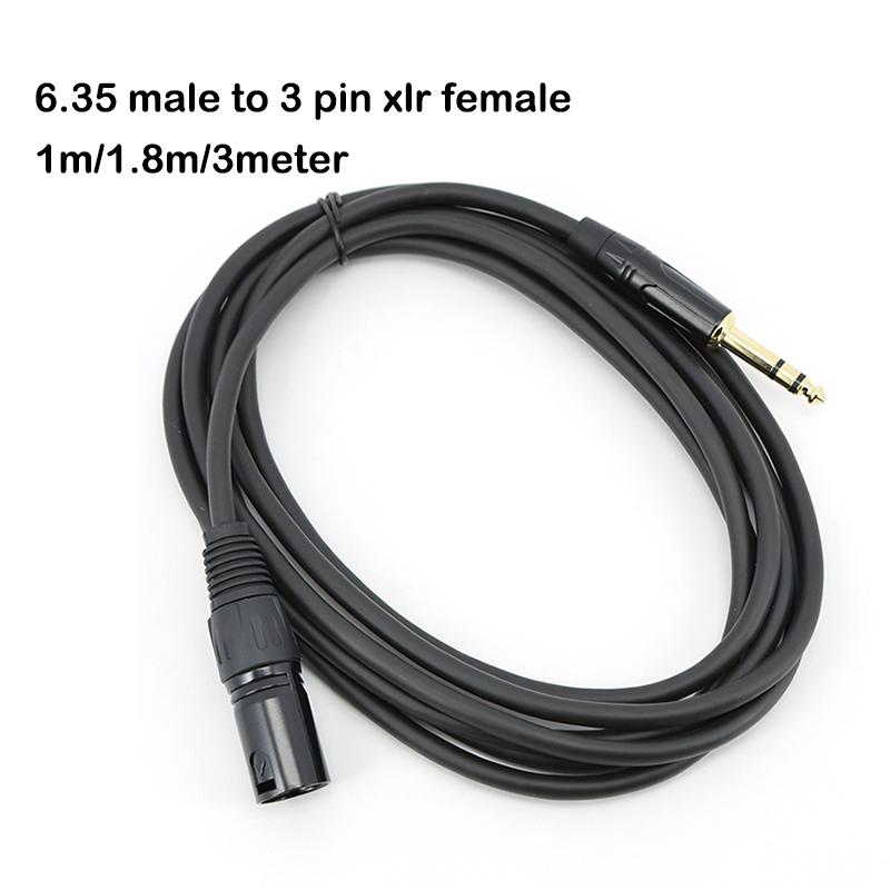 6.35mm 6.5 Jake 3pole Stereo Male Plug Connector Cable to Microphone XLR male Audio 3Pin Speaker XLR for HDTV DVD 1m/1.8m/3m