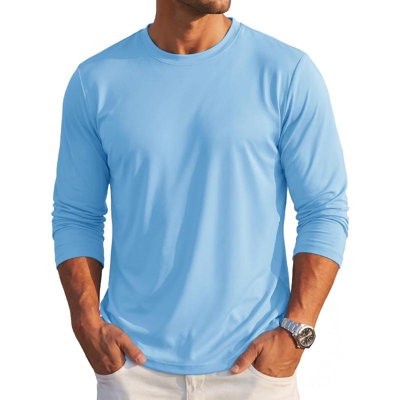 MAGCOMSEN Herren Baumwoll-T-Shirts Langarm Rundhals Einfach Lässig Basic T-Shirt
