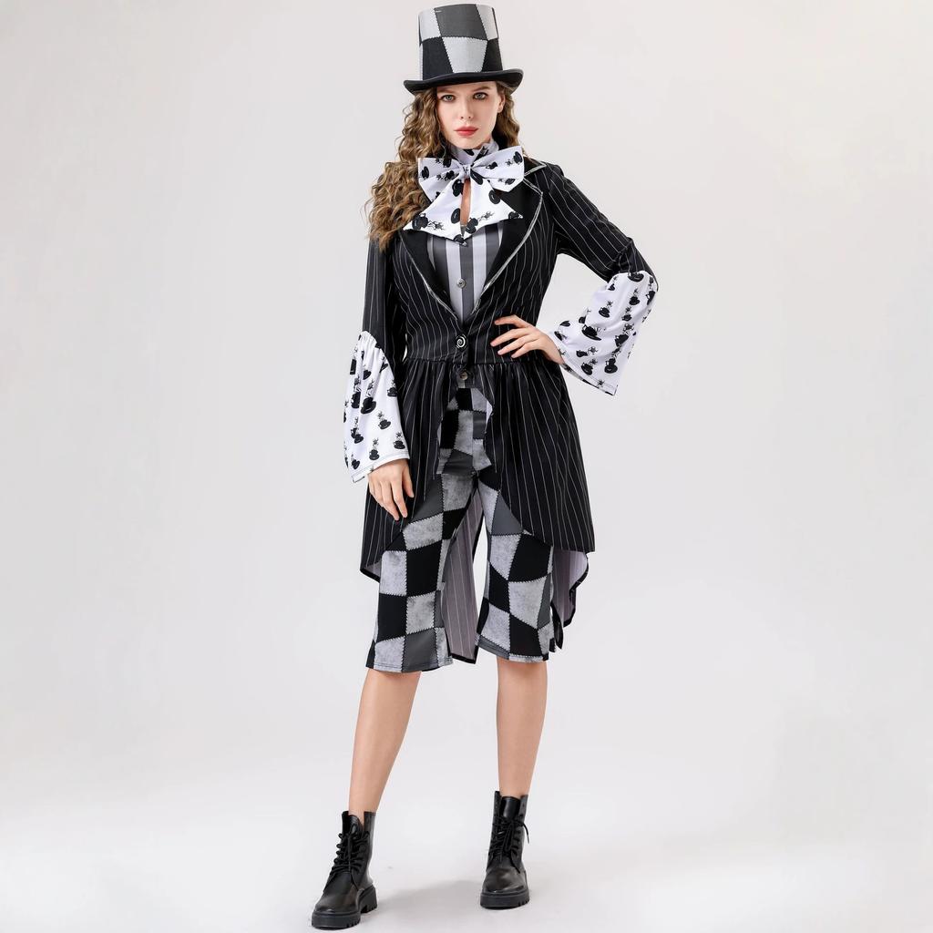 Alice Mad Hatter Plaid Dress Suit, Halloween Stage Drama Role Play Costume