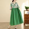 DIMANAF New 2026 Women Plus Size Summer Long Dress Cotton Loose Oversize Casual Maxi Beach Sundress Elegant Vintage Lady Print Floral