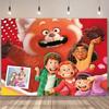 Cartoon Turning Red Happy Birthday Backdrop Banner Cute Red Panda Theme Kids Girls Birthday Party Decor Photo Background Supplie