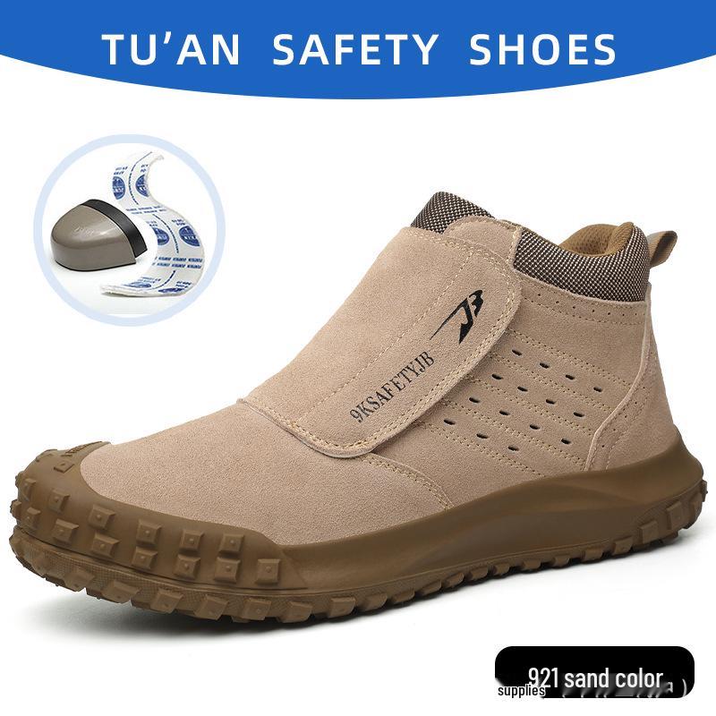 Men's Suede 6KV Insulated Safety Shoes - Anti-Smash, Anti-Puncture, Welding Spark Proof, Lightweight & Comfortable