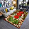 Luxuriöser Teppich mit roten Rosen und weißen Blumen und elegantem Wirbelmuster, geeignet als Antirutsch für Wohnzimmer, Schlafzimmer, Sofas