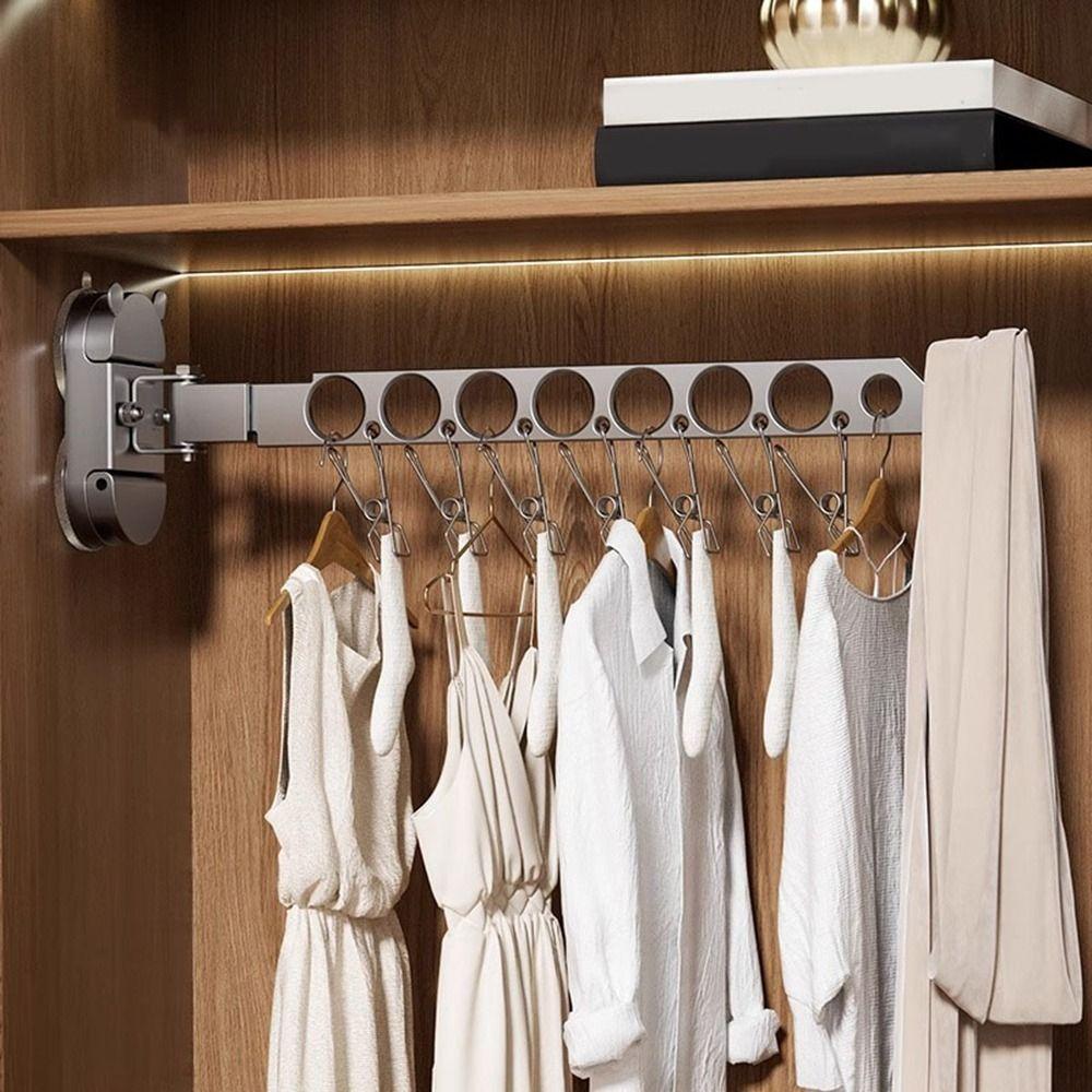 Wall Mounted Folding Drying Rack Space Aluminum Clothing Organizer  Bathroom