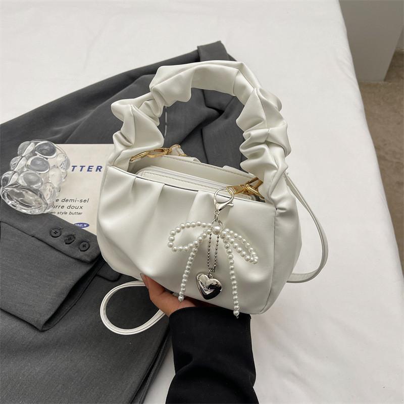 

IELGY women s Korean version of fashion portable small square bag, pleated shoulder versatile messenger women s bag белый