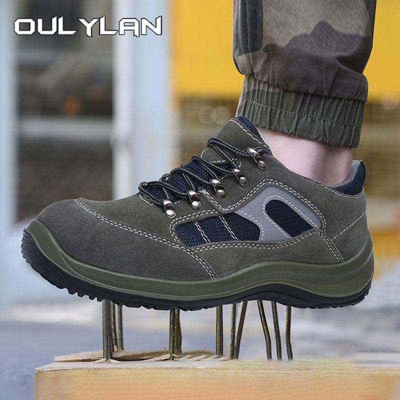 Oulylan Anti Puncture Protection Boots Outdoor Work Steel Toe Labor Footwear Male Wear-resistant Breathable Safety Shoes