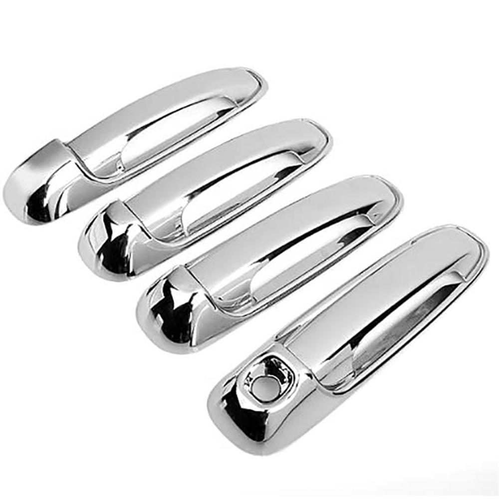 Chrome Door Handle Covers Trim With Smart Keyhole  For 2002-2008 Dodge Ram 1500
