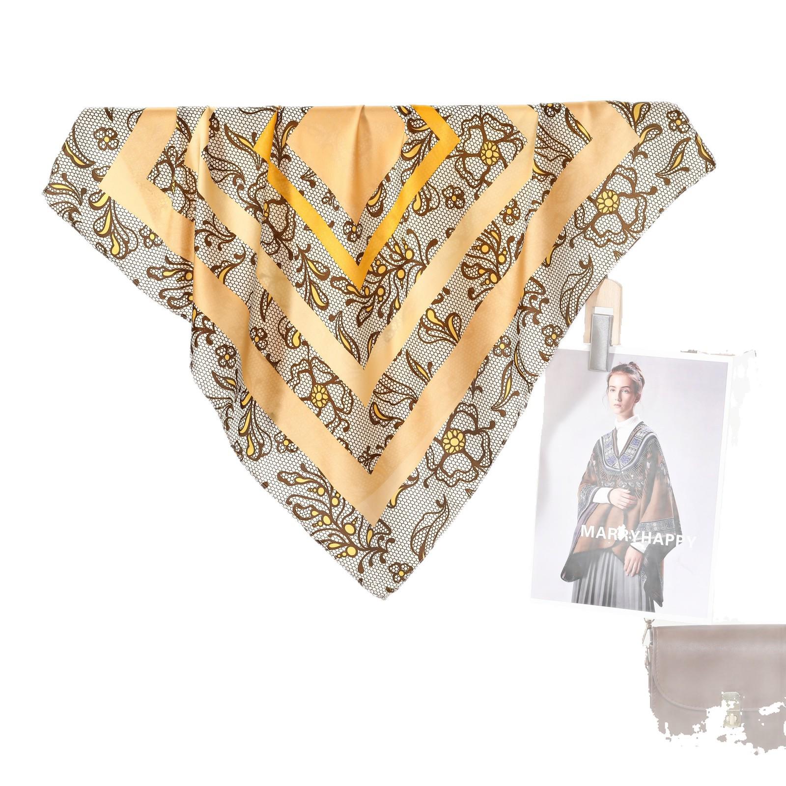Elegant Silk Scarf: Versatile, Fashionable, High-End Women s Accessory Green Rhombus Square Scarf