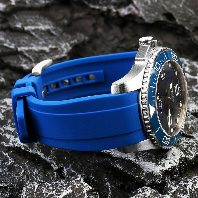 Pulseira de Borracha com Ponta Curva Para Rolex Water Ghost Seiko Mido helmsman Casio swordfish arco à prova d'água mergulho pulseira de relógio de silicone 22mm