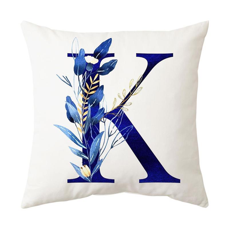 Blue Letter Printing Pillowcase Home Living Room Sofa Car Bedroom Decorative Pillowcase Pillowcase