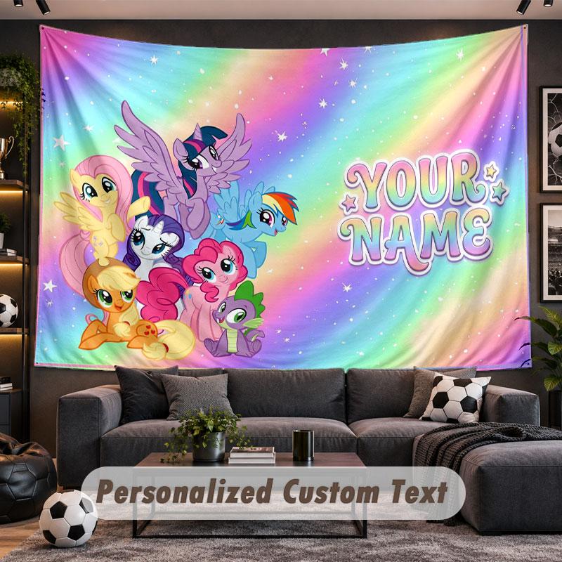 Wall Hanging Tapestry Custom NameMy Little Pony Pattern Personalized Printed Fabric Wall Decor
