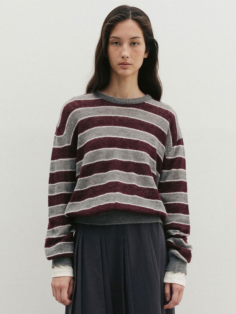 THERYE Stripe Round Knit(Grey)
