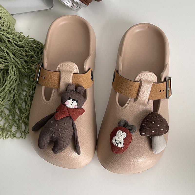 Lightweight and cute cartoon thick-soled bag head slippers women's summer wear soft-soled heightening Birkenstock slippers