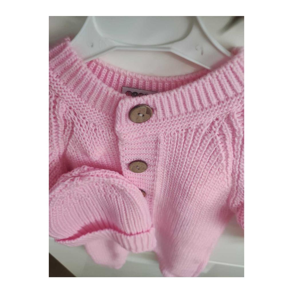 Buttoned Beige Selanik Knitted Knitted Baby Jumpsuit With Hat