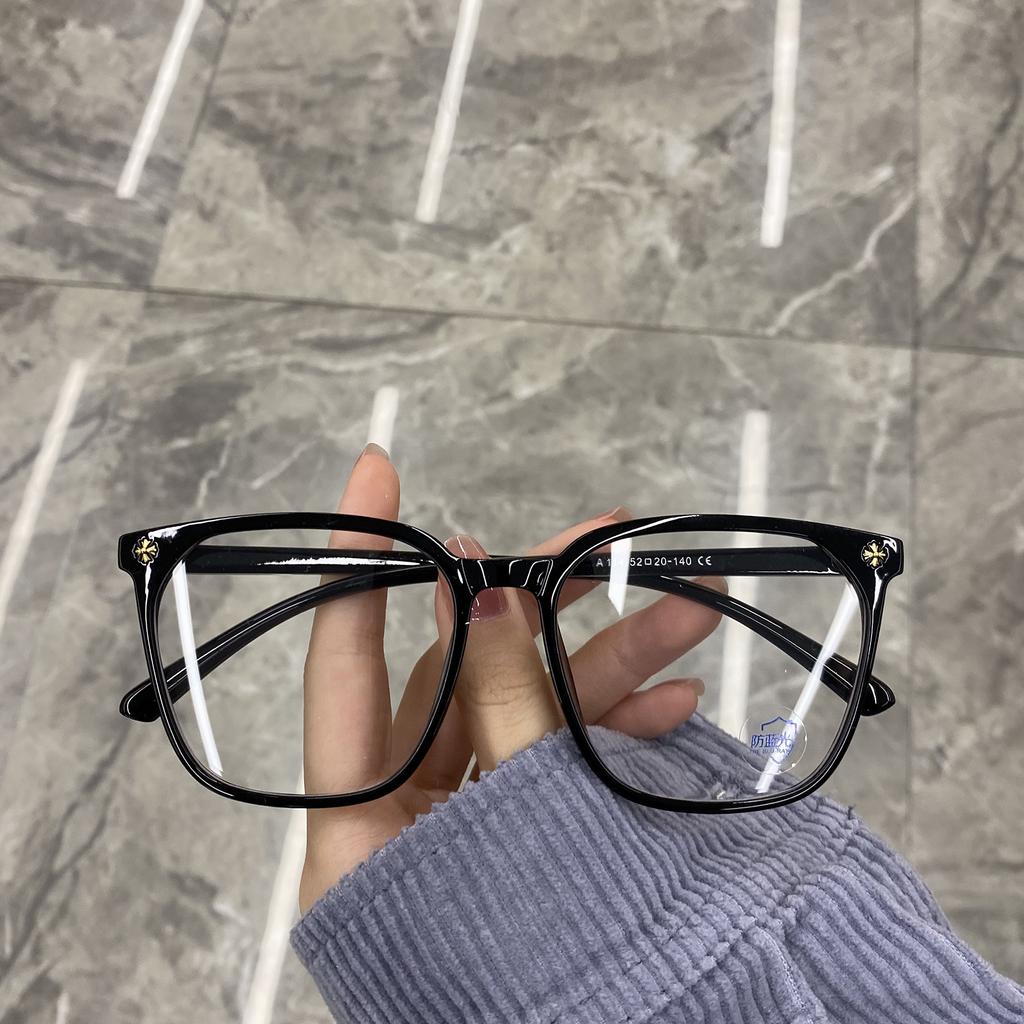 No Makeup Glasses, Women'S Round Face, Personalized Box, Large Frame, Transparent Frame, Anti-Blue Light And Anti-Radiation Flat Light Glasses.