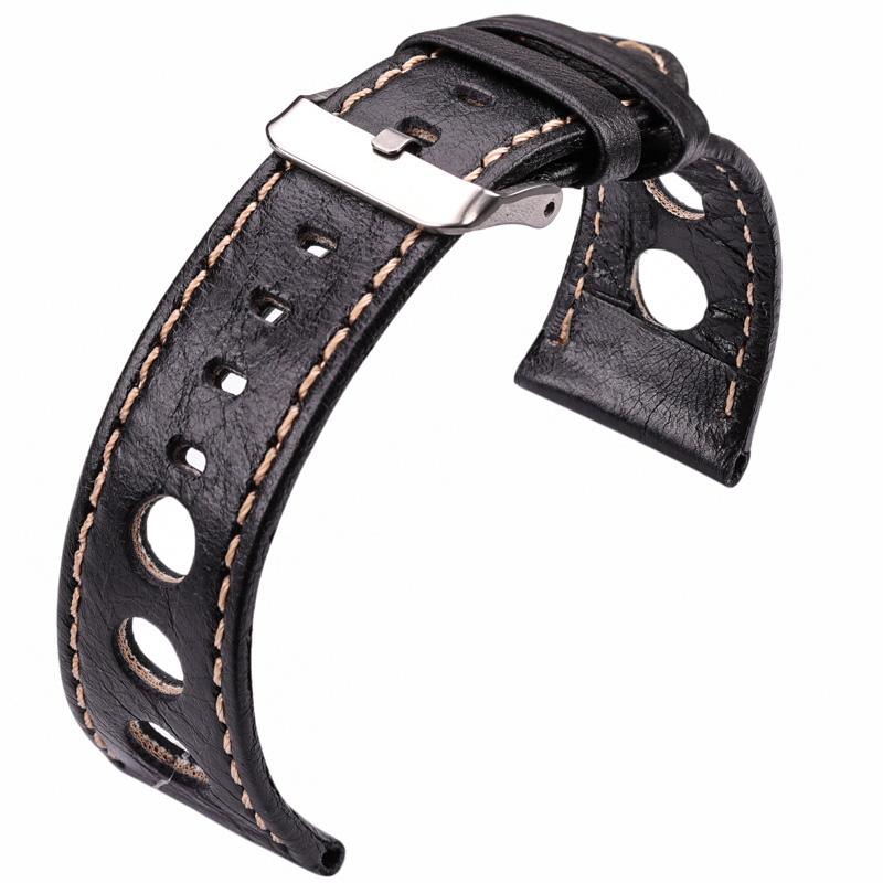 Watchband Watchbands 22mm 24mm Soft Thin Black Brown Genuine Leather Watch Band Strap Stainless Steel Pin Buckle Watch Accessories