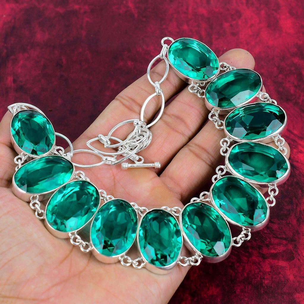 Facettierte Indigolith Halskette, 925 Sterling Silber Edelstein Handgemachte Halskette, verstellbare Kette Halskette, Geschenk für antiken Schmuck