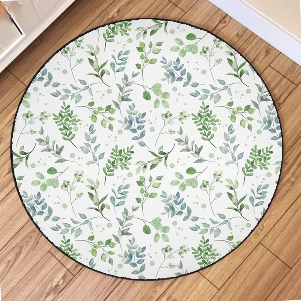 Minimalistisch Natur Aquarell Grüner Zweig Pflanzen Blätter Blumen Teppichmatte für Wohnzimmer Schlafzimmer Heimdekoration Teppich