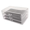 Clear Acrylic 3 Drawer Transparent Dustproof Removable Black Mesh Pads Stackable Jewelry Organizer
