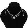 Punk Tassel Heart Pendant Necklace for Women Girls Gothic Sweet Cool Coarse Clavicle Chains Y2k Accessories Jewelry