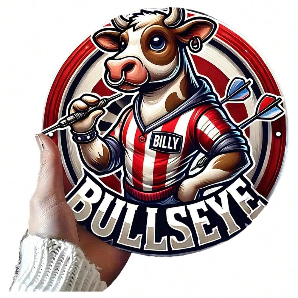 

Billy s Precision Darts Vintage Metal Sign 8x8 Inch Rustic Tin Wall Art Cartoon Bull Design 20x20