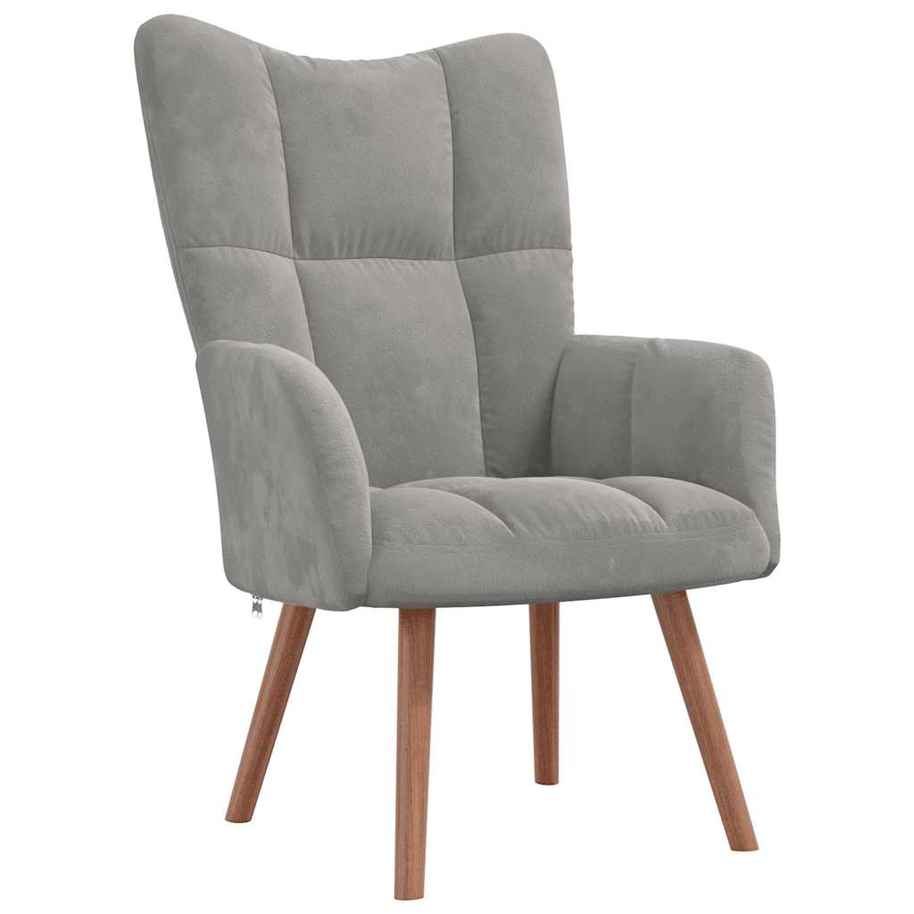 vidaXL Relaxsessel mit Hocker Hellgrau Samt