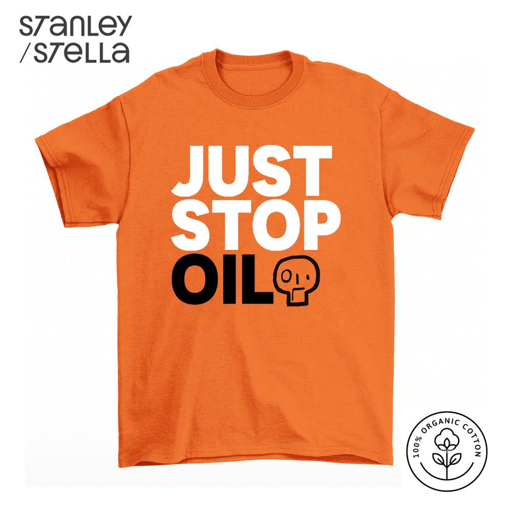 

JUST STOP OIL Унисекс Хлопковая Экологичная Футболка Протест Спасите Землю L