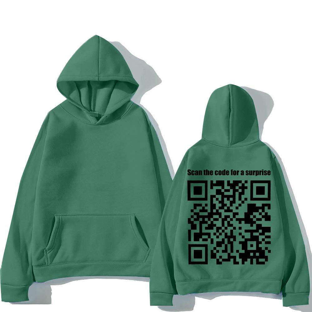 Funny QR Code Hoodies Women Men Funny Prank Sweatshirt Scan The Code for A Surprise Letter Pattern Clothing Oversized Pullovers
