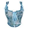 French Jacquard Palace Style Front Opening Strappy Boned Corset Shapewear Bustier