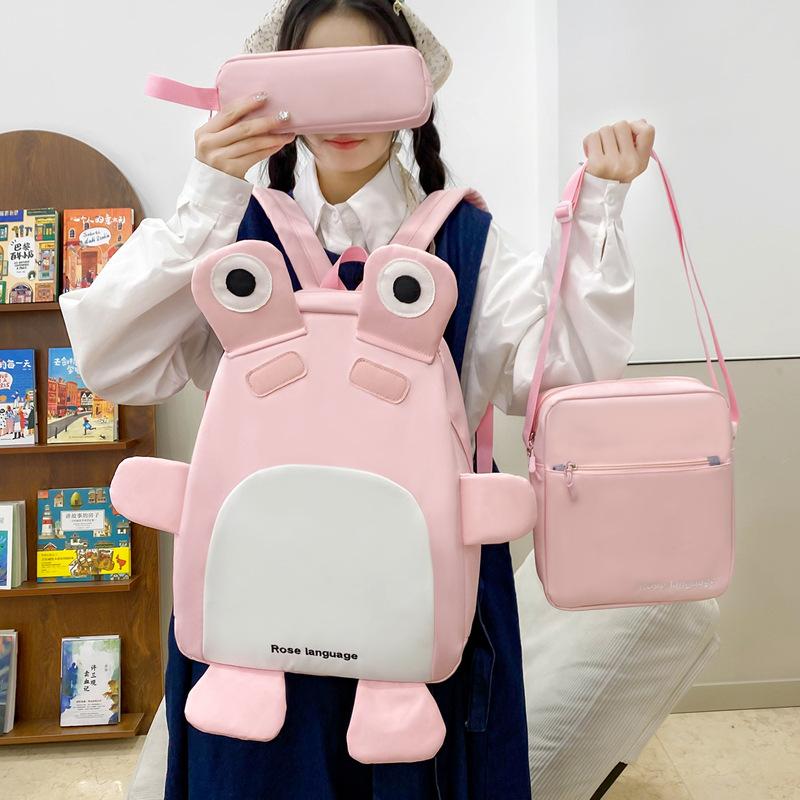 

Backpack for Women New Cartoon Elementary and Middle School Students Backpack Fresh and Funny Three Piece Backpack for Backpack