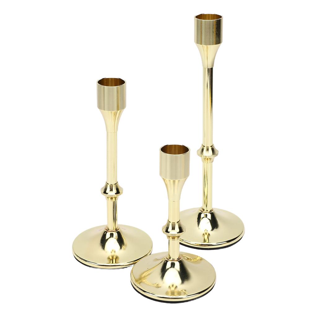 3 Pcs Candlestick Holder Steel Vintage Tall Metal Taper Candle Holders with Round Base for Table Wedding Housewarming