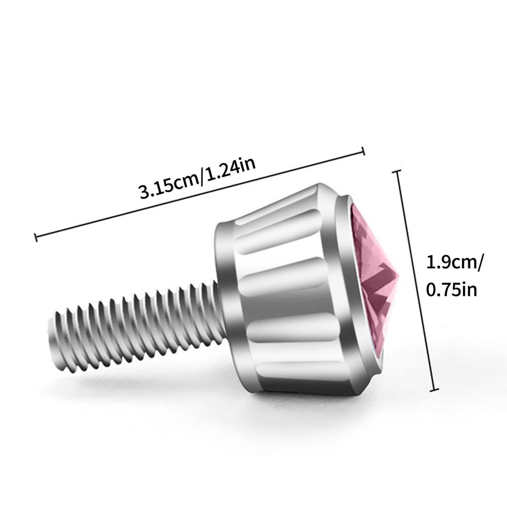 Car License Plate Fastener Glitter Screw Cap Cover White Universal Rhinestone License Plate Bolt