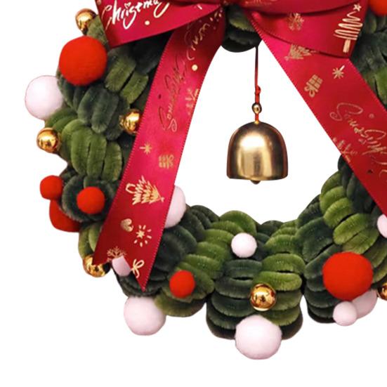 Yousheng 1 Set Christmas Wreath Kit with Red Green Pipe Cleaner Bell Santa Reindeer Charm Ribbon DIY Handmade Xmas Tree Holiday Party Hanging Wreath