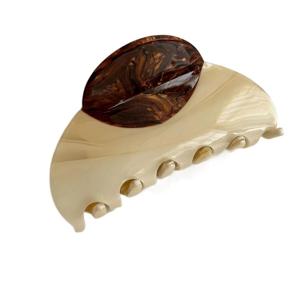 Acrylic Half-circle Hair Claw Contrast Color Retro Hair Carb Clip Acetic Acid Shark Clip  Women