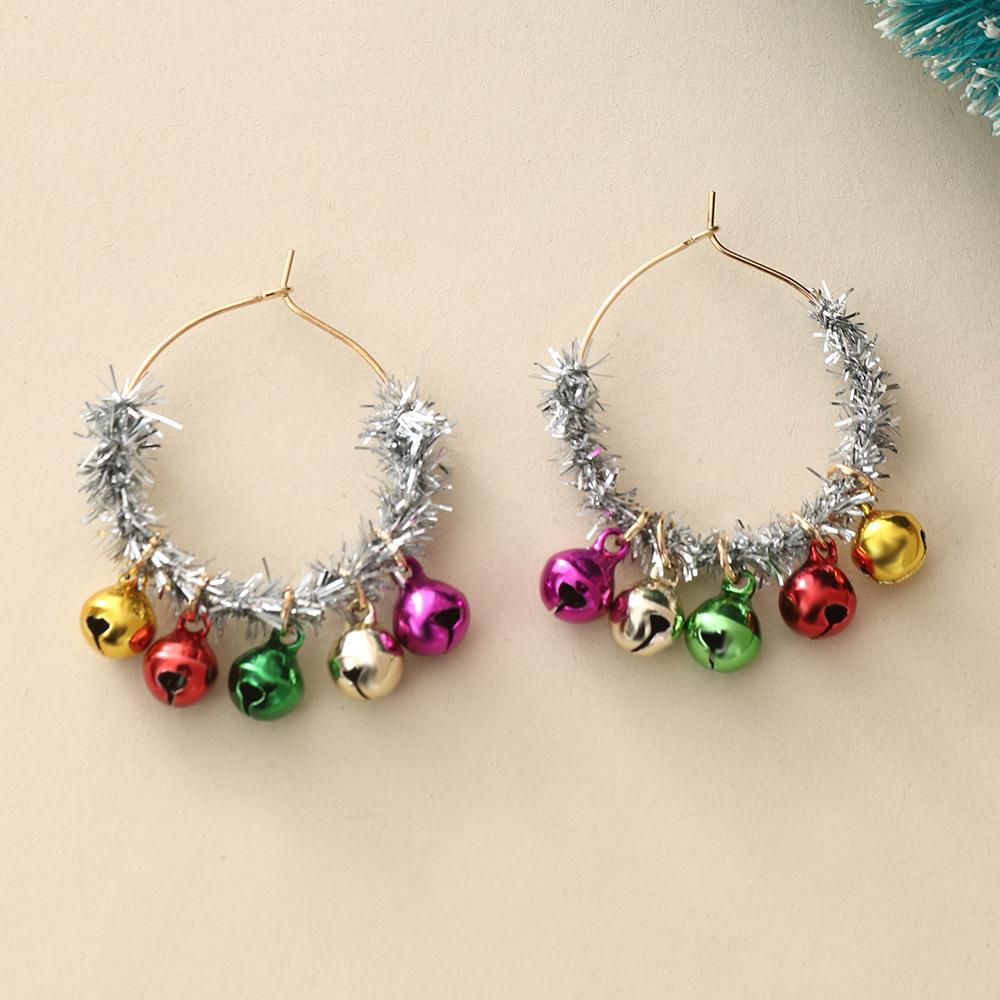 

Women s Fashion Colorful Jingle Bell Earrings, Christmas Tree Dangle Earrings, New Year Holiday Jewelry Gift for Girls серебряный