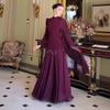 Ladies Floral Print Long Sleeve Maxi Dress Pleated Formal Party Dress