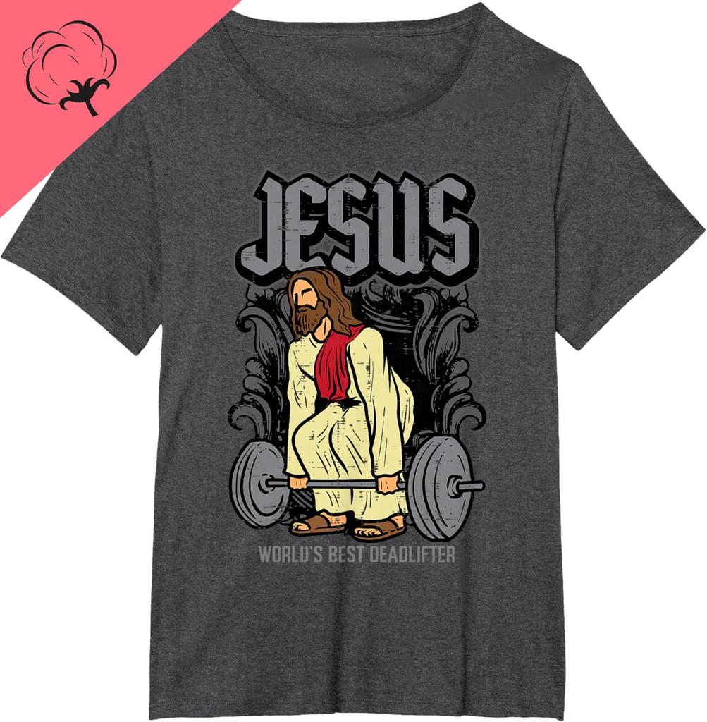 Hot Sale Camisetas Gym Jesus Worlds Best Deadlifter Christian Workout Unisex TShirt Crewneck Vintage Graphic T Shirts