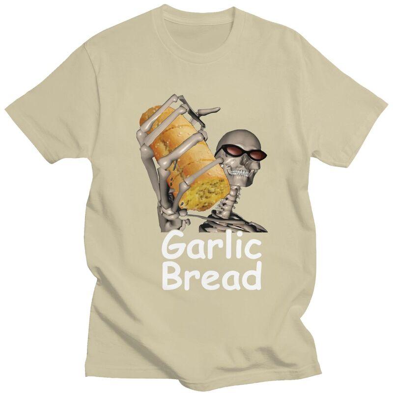Custom Trendy Garlic Bread Skeleton Evil Skeleton Funny Meme T Shirt Men Pure Cotton Tshirt Leisure Tees Streetwear Tshirts