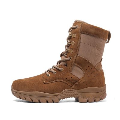 New Combat Boots Brown Combat Training Boots Men's Side Zipper Training Boots Suede Combat Boots Hiking and Mountaineering Shoes Security Shoes