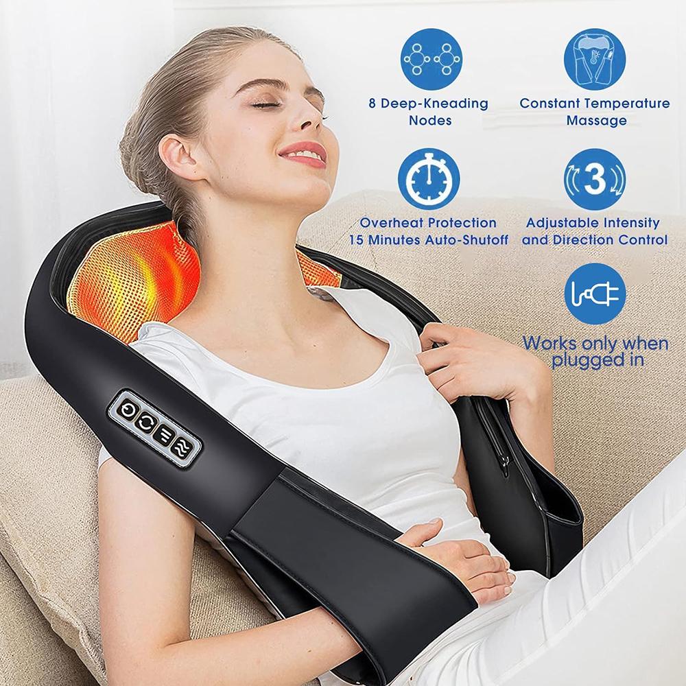 Back And Neck Massager, Back Massager Deep Tissue Kneading Massager Neck And Shoulder Massager With Heat