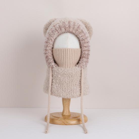 Children Hat Plush Bear Ear Styling Warm Windproof Winter Hat with Face Guard Neckerchief Function Vertical Headgear