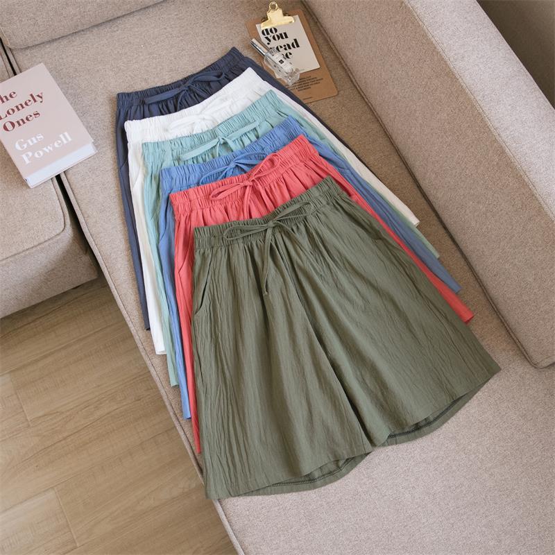 Women Shorts Summer Casual Two Pockets High Waist Soft