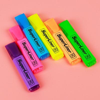 4/6 Farben Bunte Textmarker Kunstmarker Schräge Zeichnung Fluoreszierende Stiftmarker Flache Form Schulbürobedarf
