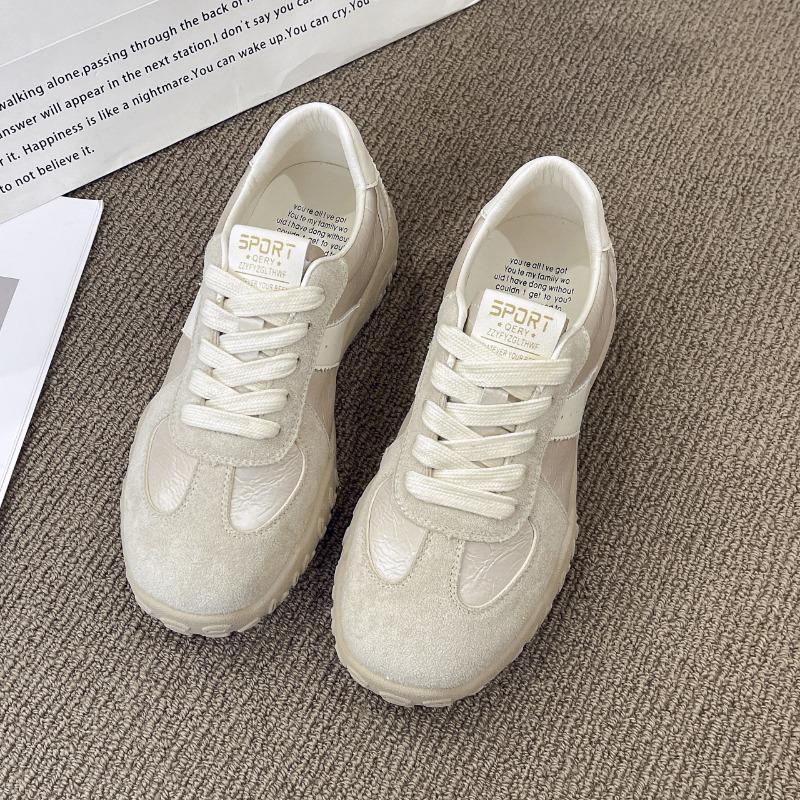 

Sheepskin version~ New small inner height increase women s versatile lace-up casual sports shoes platform dad shoes 40