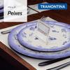 Tramontina Dinner Plate Peches Blue 28cm Fish Pattern Porcelain Dish Porcelain Microwave Dishwasher Safe Simple Stylish Durable Made In Brazil